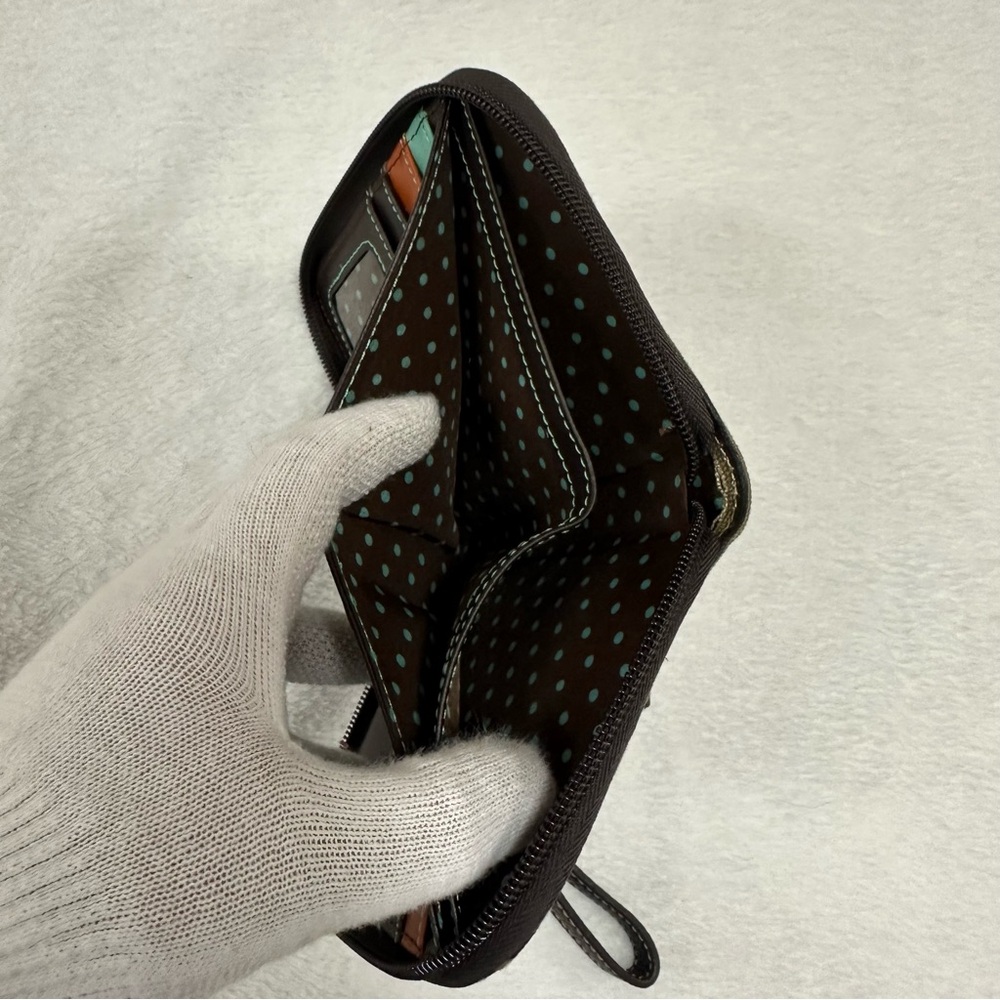 Chala Yorkie Dog Leather Wallet Wristlet Brown 5” x 6” - Picture 4 of 6